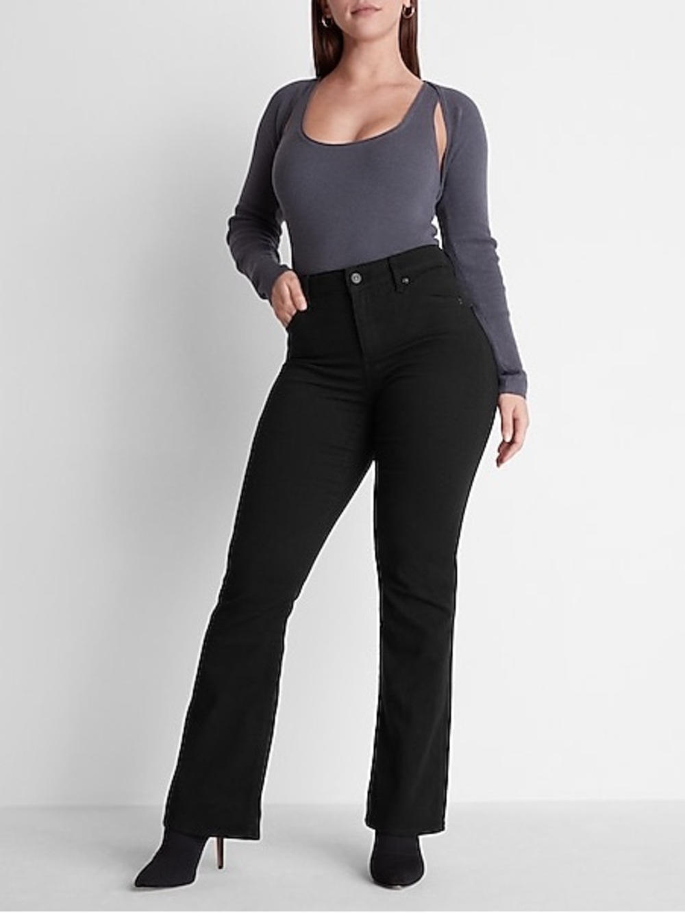 Express Black Curvy Boot Mid-Rise Jeans - 6L